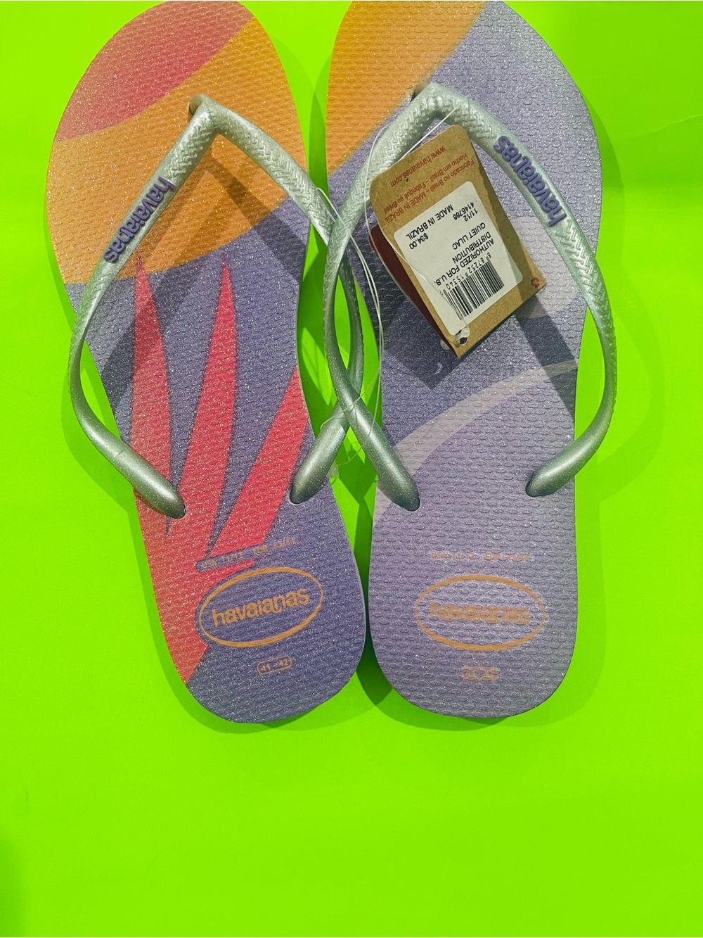 Havaianas Purple Footbed with Coral & Orange Accent Flip Flops
